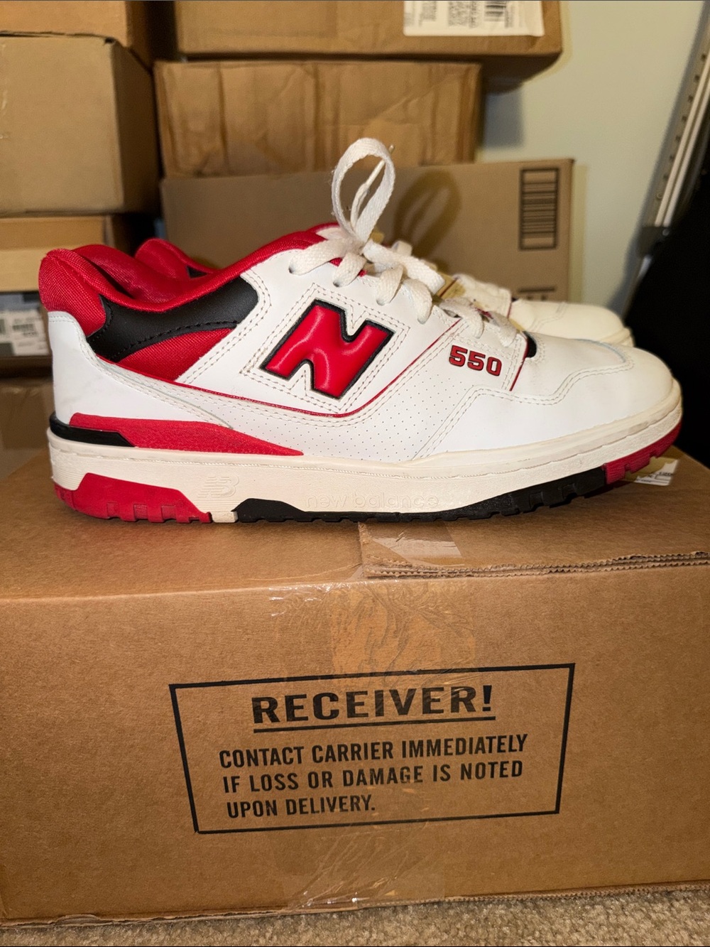 New Balance 550 Men's White and Red Low-Top Sneaker